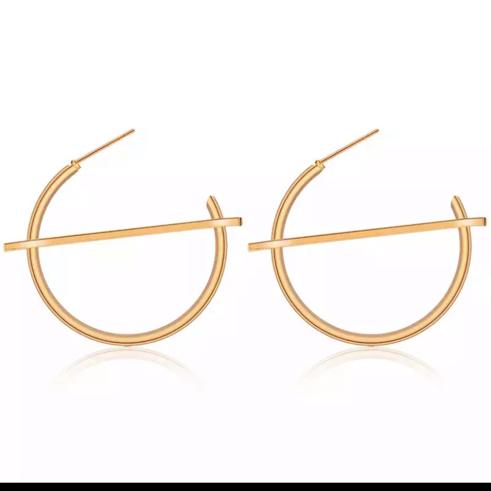 Hoop Style C-shaped Earrings Smooth Circle Hoop Earrings - Picture 3 of 5
